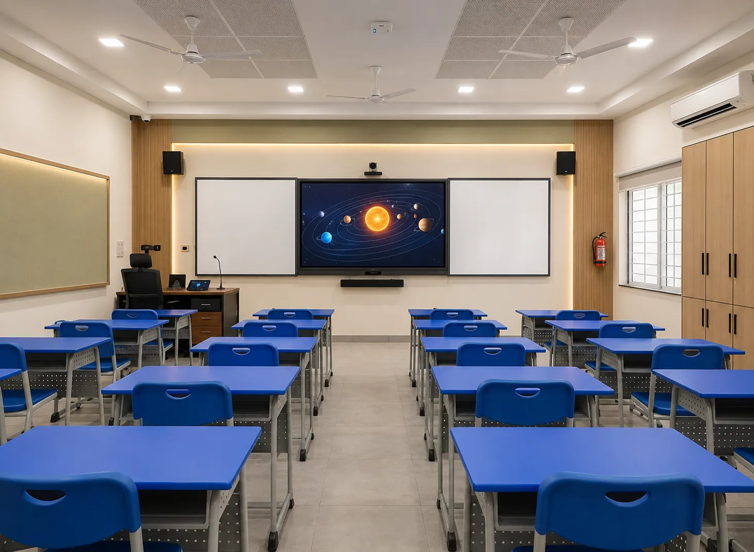 A bright classroom designed for attention